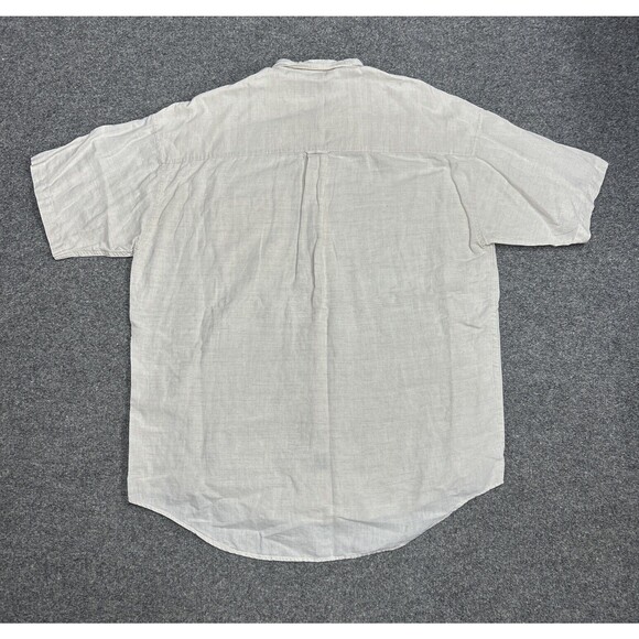 Vintage Chaps Ralph Lauren Linen Blend Shirt Men's Sz Large Pocket Short Sleeve - Picture 8 of 8